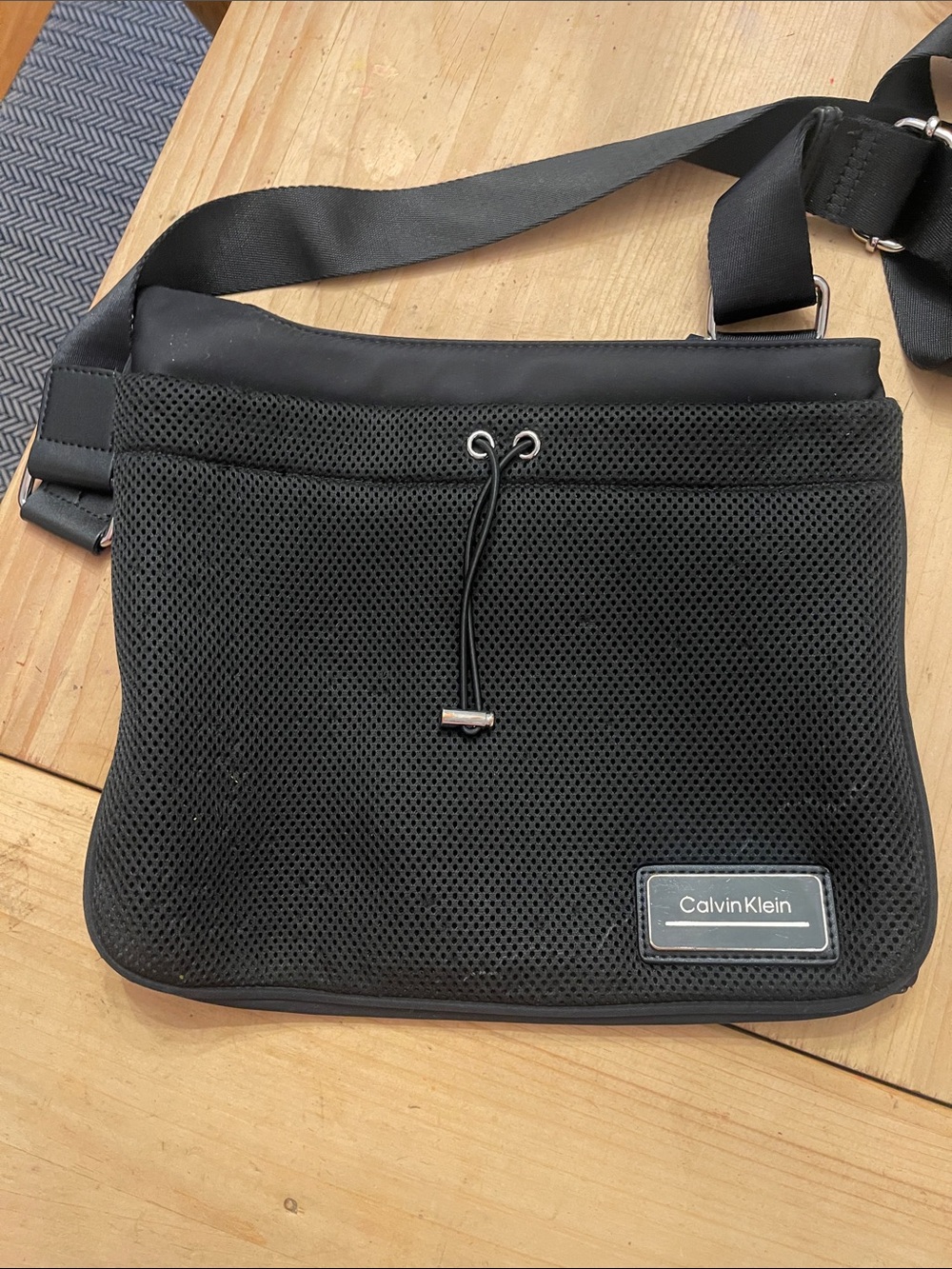 Calvin Klein Black Mesh Messenger Crossbody Bag
